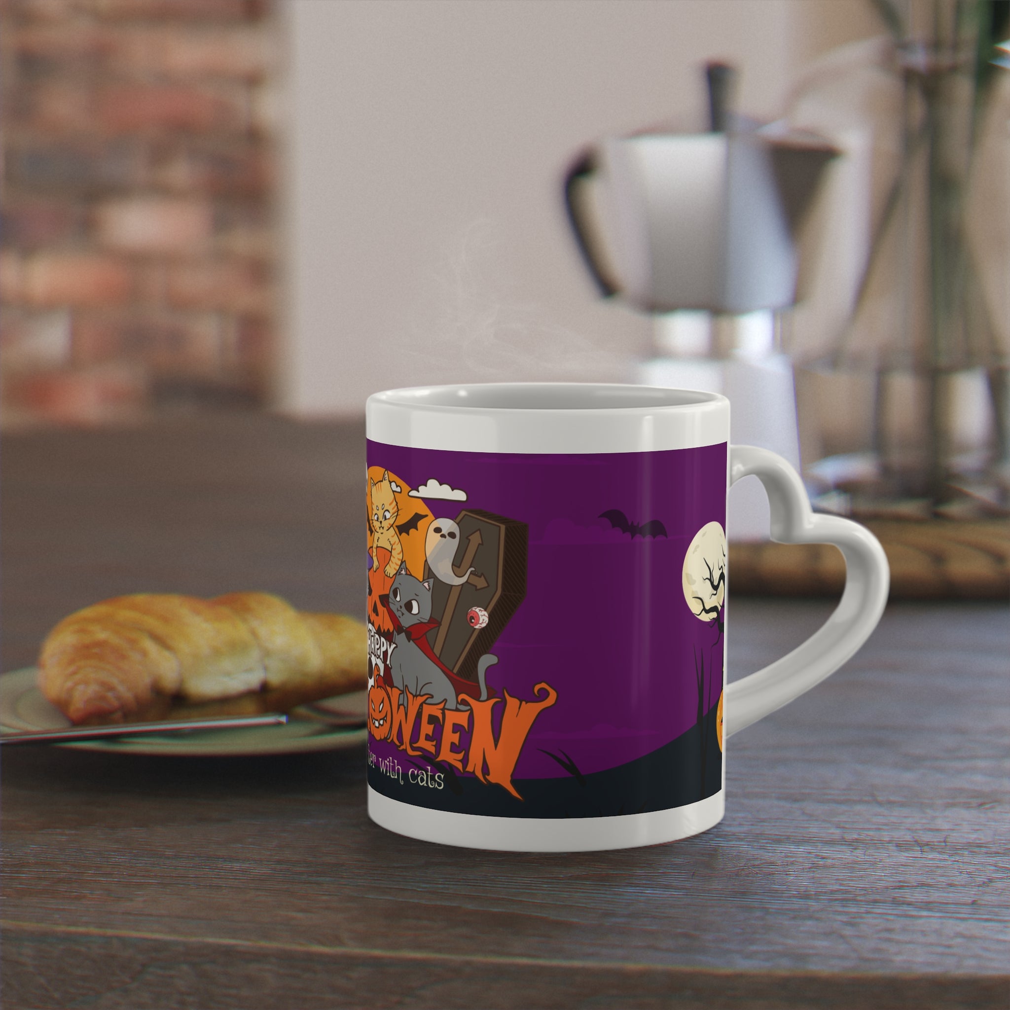 Happy Halloween is Better with Cats | Heart-Shaped Mug